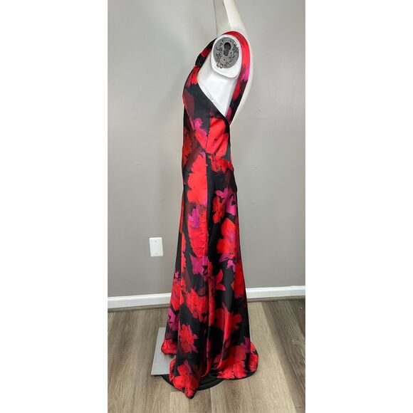 ML Monique Lhuillier Mallory Floral Satin Halterneck Gown US 4 $575 - Picture 6 of 11